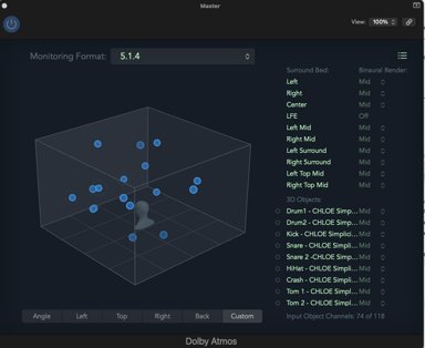Dolby Atmos visualizer in Logic Pro X