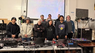 Resident Electronic Monthly — group photo in the studio