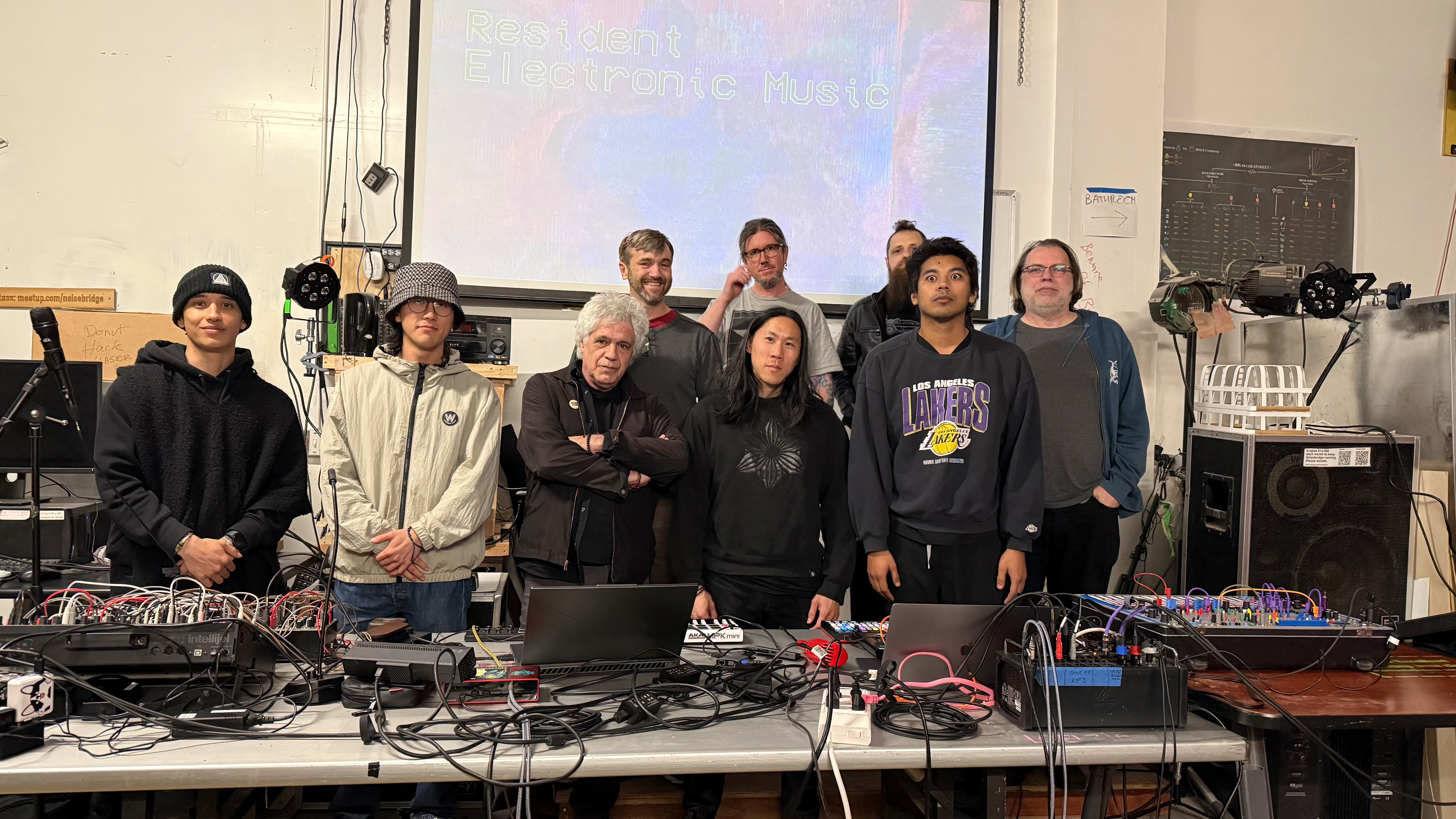 Resident Electronic Monthly — group photo in the studio