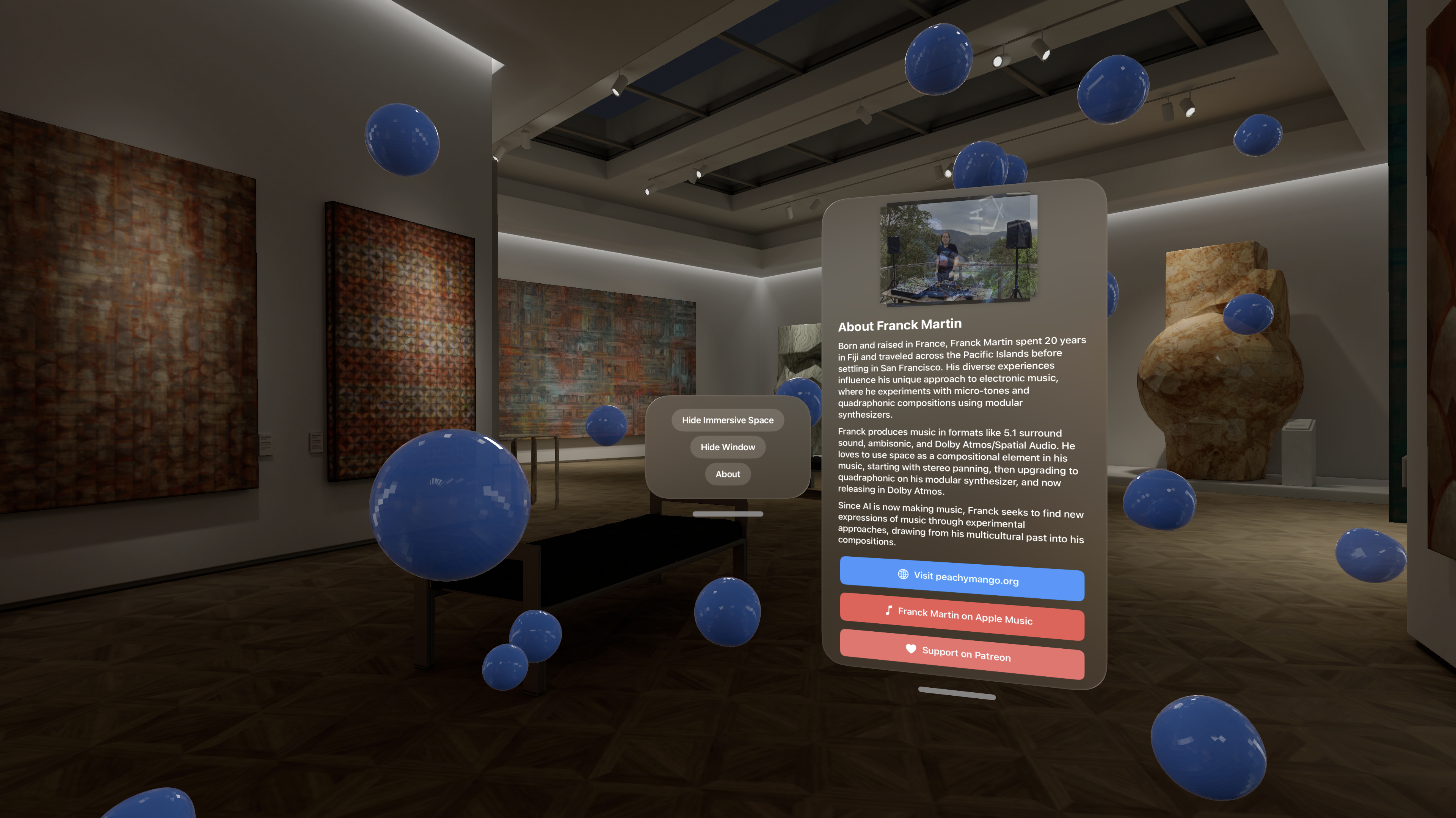 Sonic Zen Spheres — floating spheres in an immersive gallery